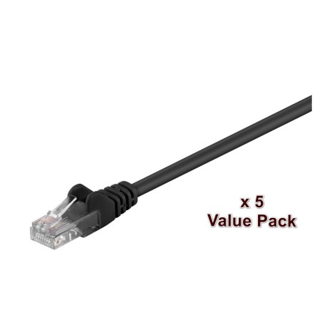 MicroConnect UUTP CAT5e 15M Black 5 Pack - High-Performance Ethernet Cables for Reliable Networking